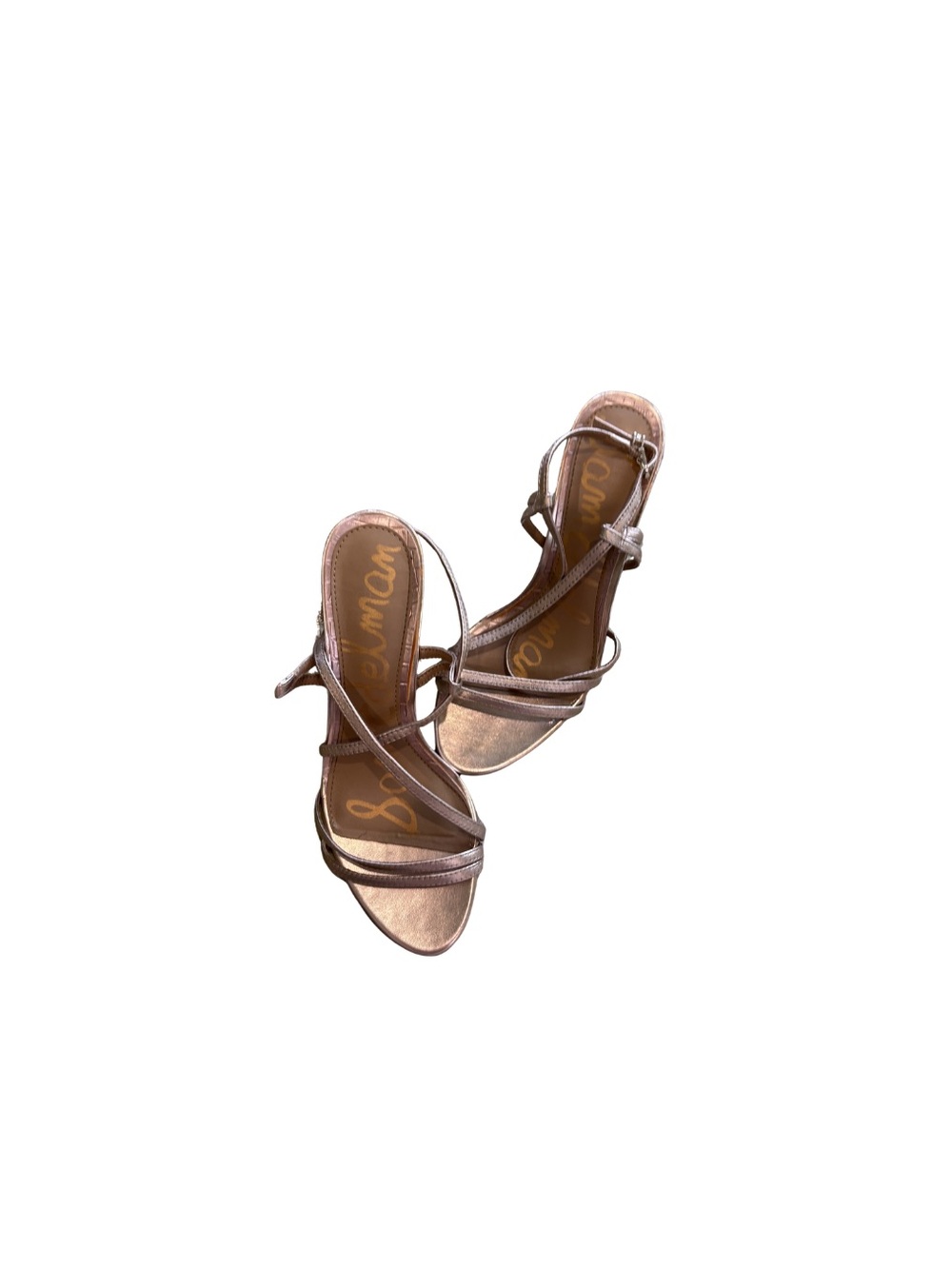 Sam Edelman Champagne Leather Paislee Strappy Sandal Heels Size 7 - Picture 3 of 8
